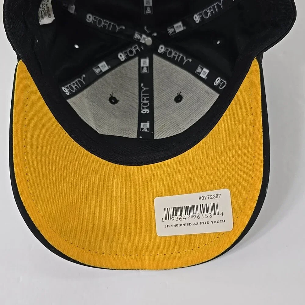 PITTSBURGH STEELERS NEW ERA Hat Black YOUTH Baseball Cap 9FORTY 100% Polyester..